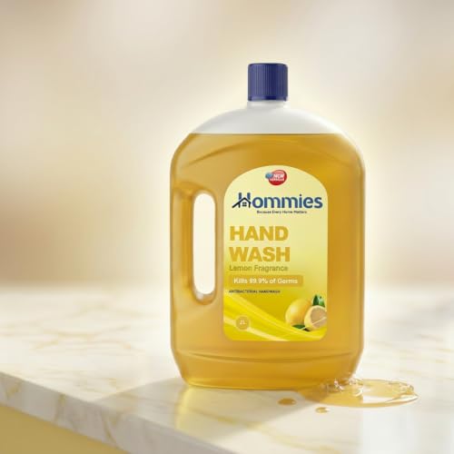 Image of Hommies Liquid Handwash Refill Can, 2 Ltr Lemon, Rich Lathering Formula