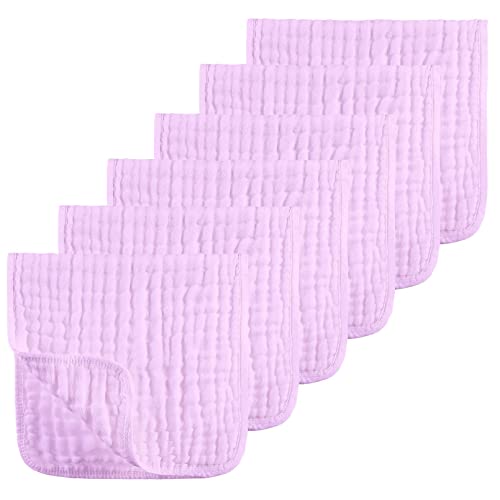 Image of Looxii Muslin Burp Cloths 100% Cotton Muslin Cloths Large 20''x10'' Extra Soft and Absorbent 6 Pack Baby Burping Cloth for Boys and Girls (Pink)
