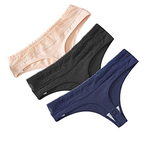 Anna & Eric Women's Low Waist Lace Panties with Soft Cotton 3 Pack(BBA+M)