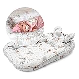 cuna nido colecho  CUDDLBOO - Nido Bebe Recien Nacido - Nido Bebe Algodón - Reductor de Cuna - Moises para Bebe - Nido Colecho de 55cm x 75cm Color Blanco y Gris