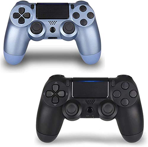 2 Pack Wireless Controllers for PS4, Wireless Remotes Control for Sony Playstation 4, YU33 PS4 Joystick Gamepad for Ps4 Controller with Dualshock and Charging Cables,Titanium Blue and Jet Black