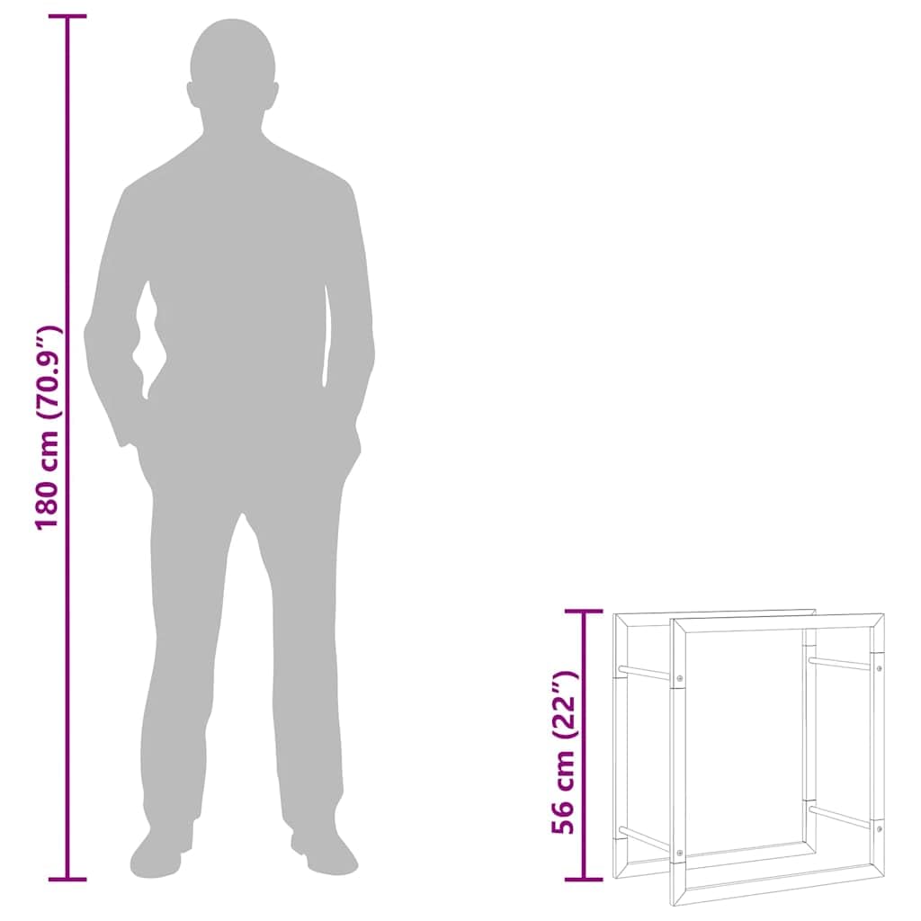 Brennholzregal Mattschwarz aus Stahl 50x28x56 cm, robuster Brennholzständer für Kamin und Ofen, Feuerholzhalter mit optimaler Luftzirkulation, vielseitige Aufbewahrung für Garten, Wohnzimmer
