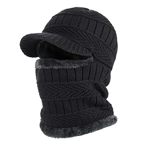AYPOW Winter Knit Balaclava Beanie Hat with Flexible Neck Warmer, Unisex Windproof Warm Ski Face Mask for Outdoor Sports