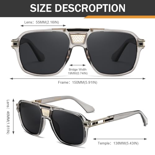 Retro Polarized Square Sunglasses Men Women Vintage Pilot Rectangular Metal Designer Style Shades Eyewear3