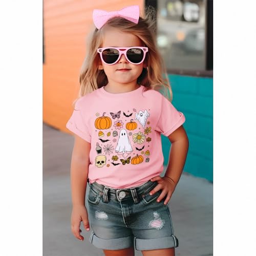 SOFEON Toddler Baby Girls Halloween T-Shirt Ghost Pumpkin Graphic Shirt Kids Cute Funny Spooky Season Short Sleeve Tees Top3