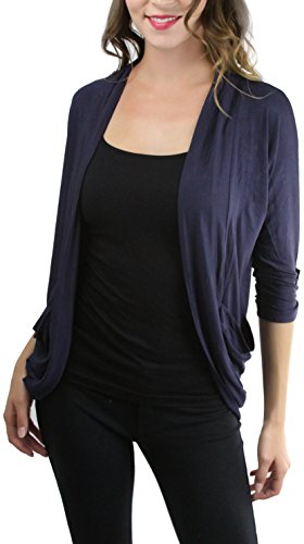 Image of ToBeInStyle Womens Open Front Long Sleeve Lightweight Asymmetrical Draped Cardigan with Side Pockets