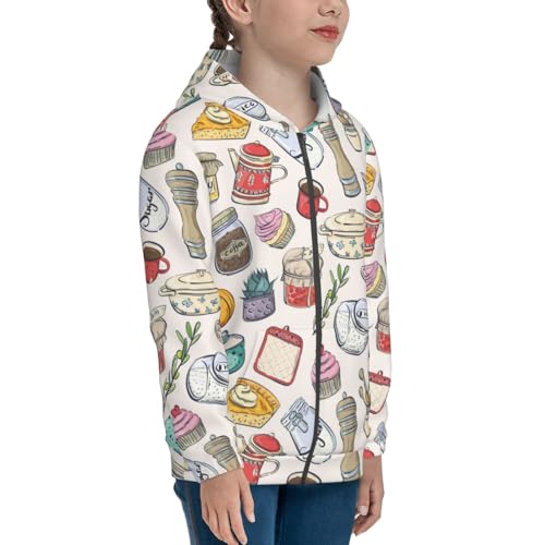 Cooking Utensils Kids Pullover Hoodies Boys Zip Up Sweatshirts Girls Athletic Clothes with Pocket4