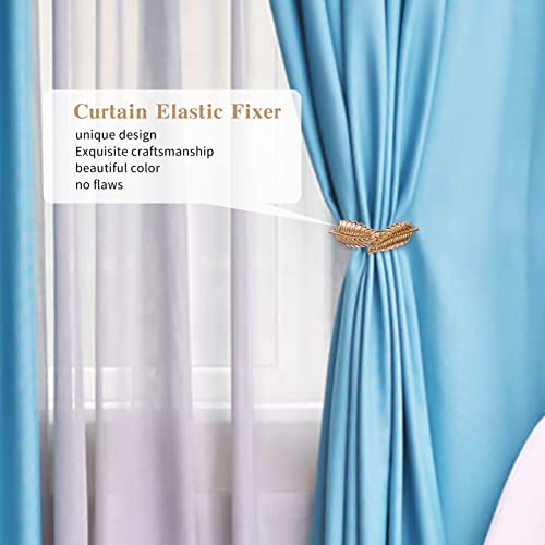 Sophie Lena Curtain Tiebacks, Golden Leaf Window Curtain Ties Backs Curtain Treatment Holdback With Stretchy Wire Rope Set Of 2 For Home Office Decoration #TOP3