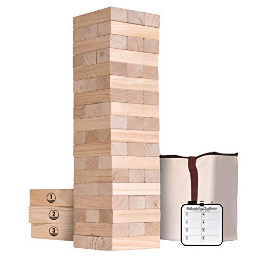 GoSports 5 ft Giant Wooden Toppling Tower - Includes Bonus Rules with Gameboard - Choose Your Style #1