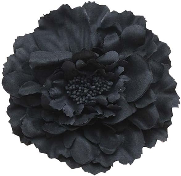 Women's Bohemia Peony Flowers Hairpin Hair Clip Flower Brooch for Travel Party Festivals PF-11 (Black) (Pack of 1)