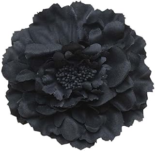 Women's Bohemia Peony Flowers Hairpin Hair Clip Flower Brooch for Travel Party Festivals PF-11 (Black) (Pack of 1)