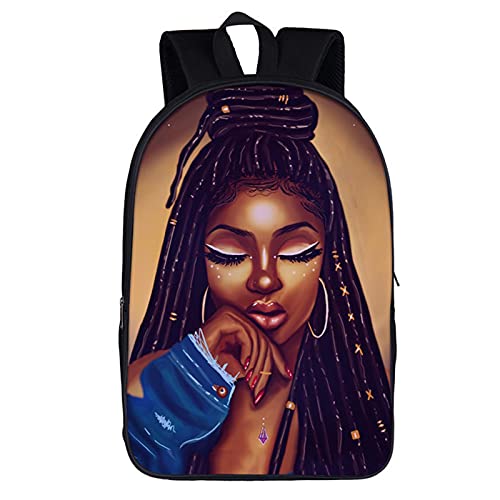 Teenage School Bags Cute African Girls Backpack and Lunchbag for Kids Highschool Student Bagpack Set Afro Lady