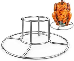 INDIAN DECOR - 31880 Beer can Chicken Rack, Stainless Steel Chicken Stand for Smoker and Grill