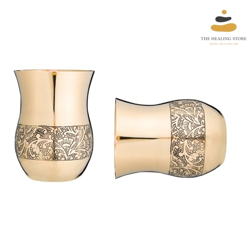 Image of THE HEALING STORE Bronze Kansa Glass, 200 ml Capacity, Gold, Medium Size (Glass 1)