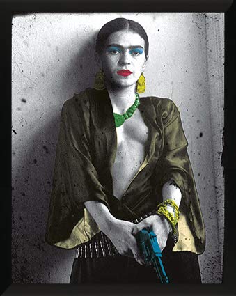 Culturenik Psychedelic Frida Kahlo by Brooklyn Artist Dean Russo, Modern Art Decorative Poster Print (8 X 10 Format Framed Print)