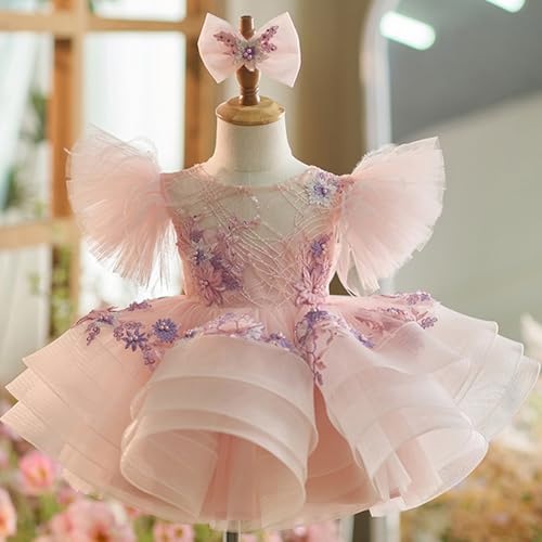 KLFFLGID Baby Girl Dress Bow Embroidered Birthday Party Princess Dress up Dance Performance Tutu Fluffy Dress2