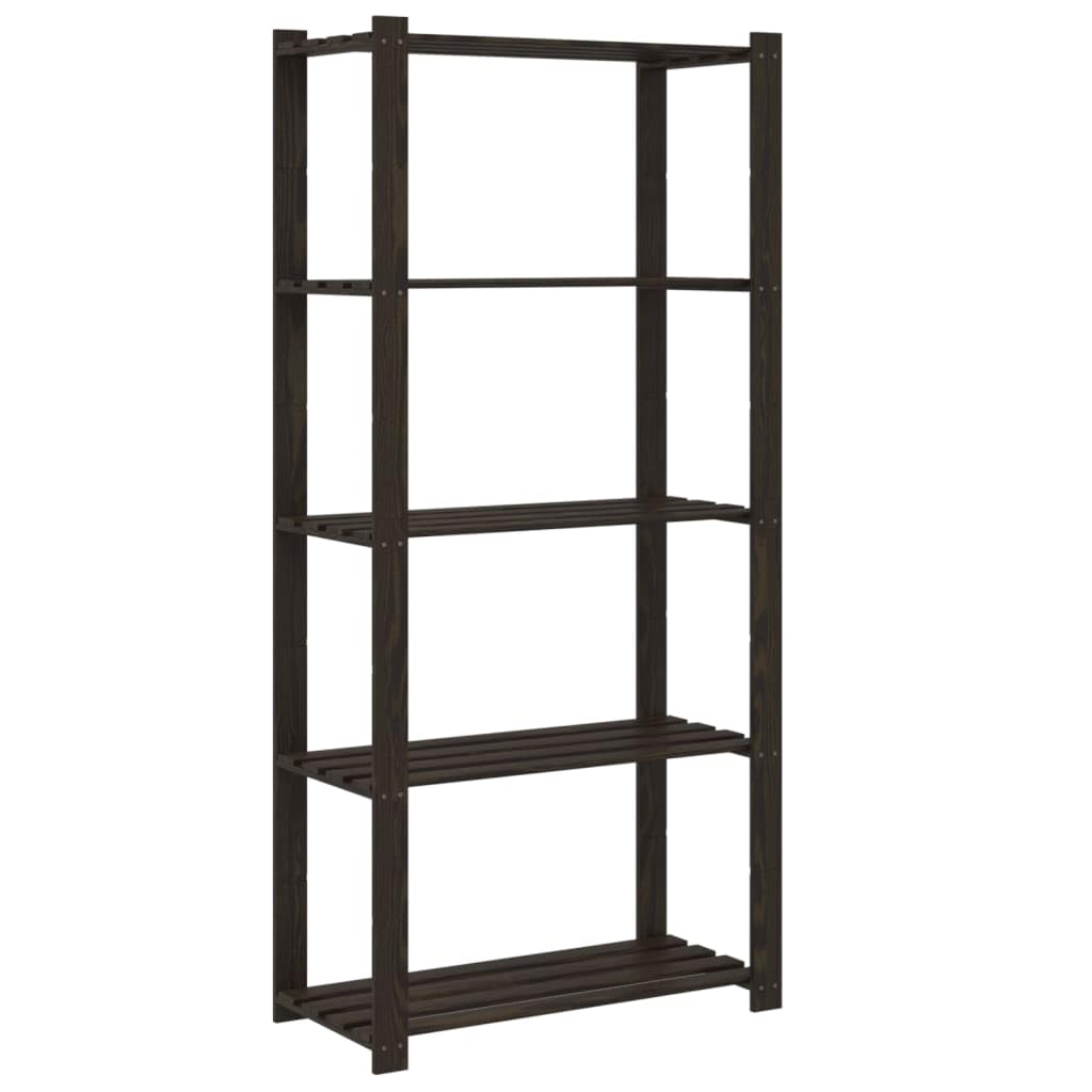 Estantería de 5 niveles madera maciza pino negro 80x38x170 cm, ZEYUAN Estanterias Almacenaje, Estanterias Trastero, Estanterias Para Garaje, Estantes Para Herramientas, Estanteria Almacen - SPU:373407