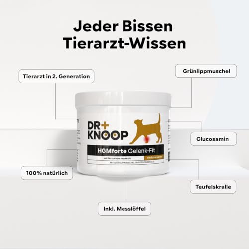 HGM Gelenkpulver für ältere Katzen - mit Grünlippmuschel, Teufelskralle & Glucosamin für mehr Bewegungsfreude, entwickelt vom Tierarzt Dr. Knoop, mit leckerem Vanille Geschmack, 220g