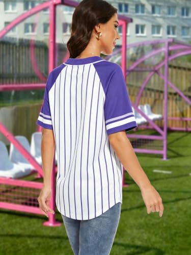 Image of Baseball Jersey Women Baseball Shirts Baseball Team Button Down Jerseys | Game Day Striped Jersey, Perfect for Daily Outings, Photos, Sports, Hip-Hop Party, Campus Wear, Weekend Hangout