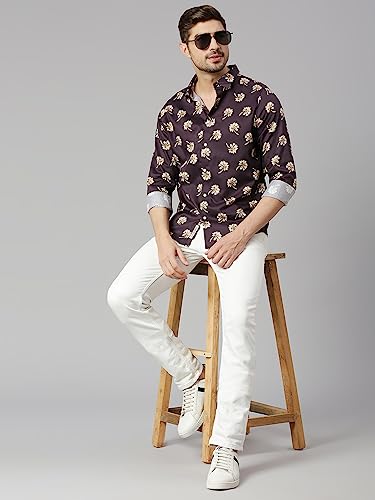 Image of Thomas Scott Men's | Printed | Full Sleeve | Slim Fit | 100% Cotton | Spread Collar | Casual Shirt