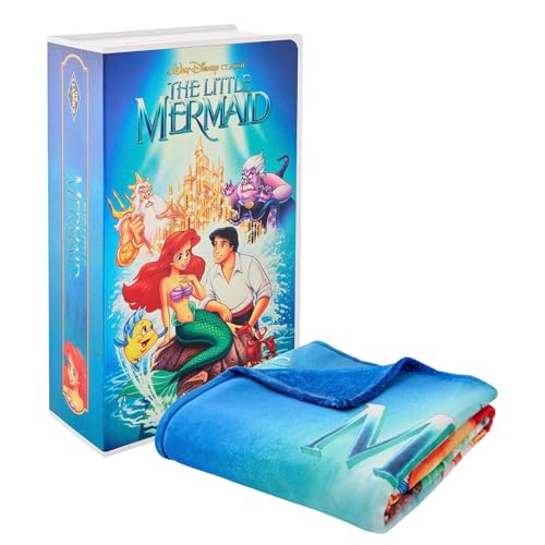 Disney The Little Mermaid Plush Throw Blanket Extra Large Classic VHS Collectors Edition Gift for Kids and Adults