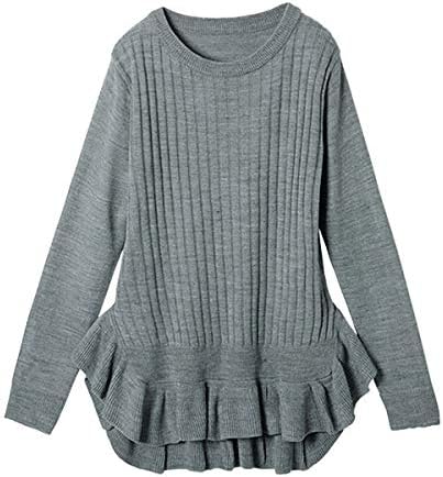 Amazon Co Jp ラナン Ranan 裾フリルニットチュニック モクグレー M 服 ファッション小物