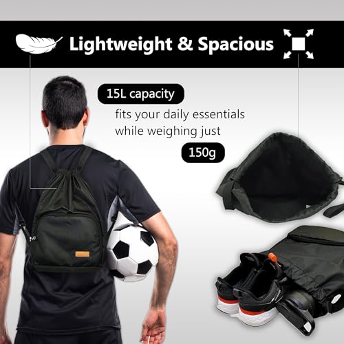 Image of Alienoid 15L Drawstring Bag | Gym Backpack for Men & Women | Draw String Bag for Sports, Football, Cycling, Swimming & More | Lightweight Drawstring Backpack for Travel & Daily Use