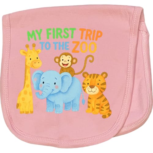inktastic My First Trip to The Zoo Elephant Baby Burp Cloth Pink 46cba
