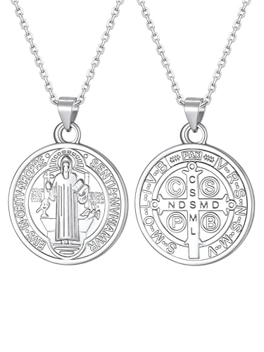 Image of U7 Saint Michael Necklace for Men,Stainless Steel /18K Gold Plated St Michael Archangel /Saint Benedict /Saint Christopher Pendant Amulet Necklace for Men Women