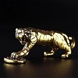 Figura de bronce, 4,51 x 1,57 cm, figura de tigre dorado de aleación, retro, abstracto, tigre, miniaturas, escultura de animales, manualidades de fundición