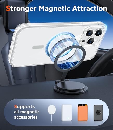 Image of FNTCASE for iPhone 12 Pro-Max Case: Clear Magnetic Phone Cases Compatible with Magsafe Slim Anti Yellowing Military Grade Drop Protection Rugged Protective Transparent Cell Phone Cover (D-Green)