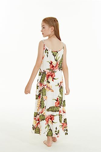 Girl Hawaiian Maxi Tiered Dress in Rafelsia Cream2
