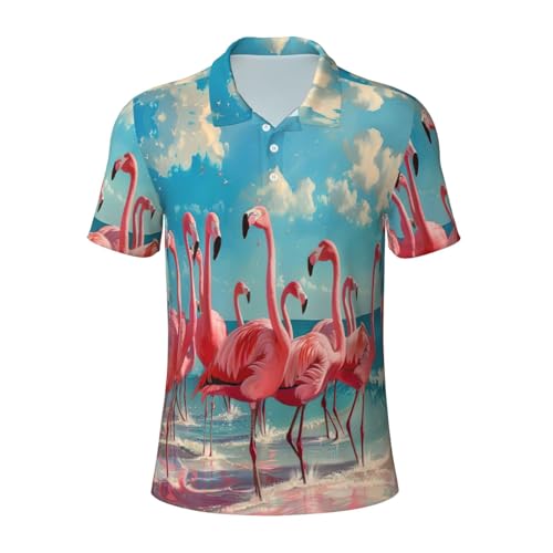 Polo à manches courtes flamants roses idéal pour le golf et le travail