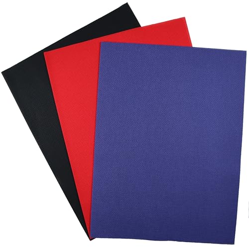 Image of KCS 3 pc of 12 inch x 18 inch(30cmx45cm) 18CT Counted Cotton Aida Cloth Cross Stitch Fabric (Red+Royal Blue+Black)