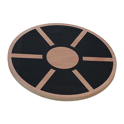 Relaxdays Tabla Equilibrio, para Principiantes y Experimentados, 8 x 40 cm, Fitness Balance Board, Madera, Natural/Negro, 8 x 40 x 40 cm