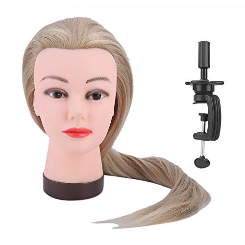 Makeup Training Head with Hair, Hair Mannequin Head Cosmetology Doll Head Hairdresser Training Practice Head for Wig Blond Golden Brown - Image 3