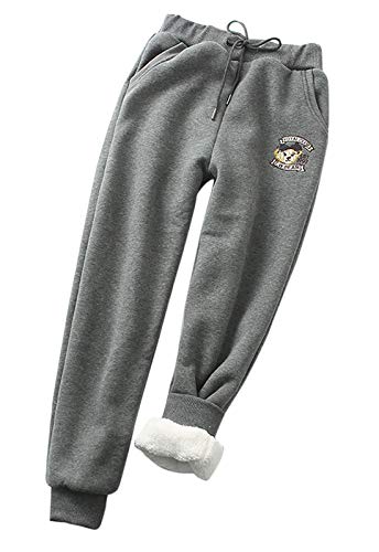 Z&A Womens Fleece Pants Sherpa Lined Sweatpants Active Running Jogger Pants (Medium, Grey)