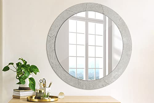 Miroir mural rond verre imprimé fi70 ciment gris moderne