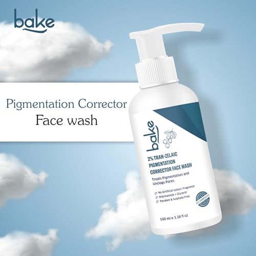 Image of BAKE 2% Tran-Zelaic Pigmentation Corrector Milky Face Wash | For Pigmentation, Dark Spots & Tan Removal | Unclogs Pores | All Skin Types | Removes Blackheads & Whiteheads - 100ml
