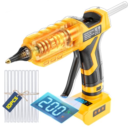 LIVOWALNY Cordless Hot Glue Gun Compatible with Dewalt 20V Battery