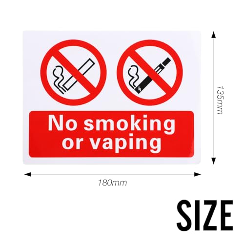 Mayoii 6PCS Self Adhesive No Smoking Signs, No Smoking Adherent Vinyl Stickers (180mm X 135mm), Waterproof No Smoking Or Vaping Signs, Safety Warning Signs Indoor And Outdoor Use (6)
