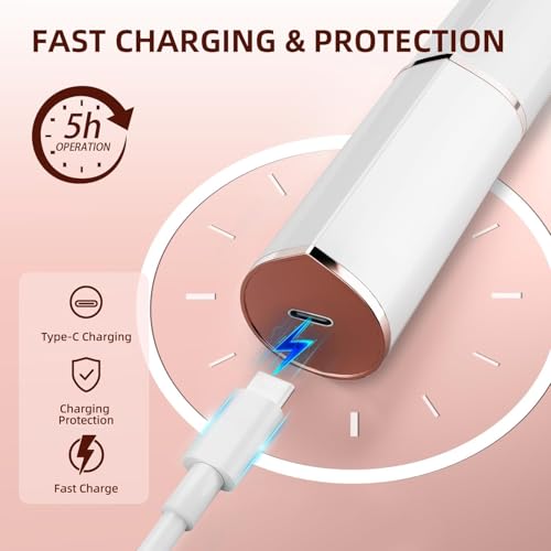 Image of Mini Facial Hair Remover for Face, Portable Electric Shaver /Razor, Hair Removal for Women, Dermaplaning Tool, Trimmer for Upper Lips, Chin, Cheeks, Peach (White 2 in 1)