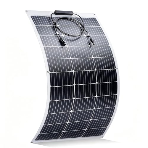 Flexible Solar Panel 12V Monocrystalline Semi-Flexible Solar Panel with Solar Connector Cable for Motorhome Campervan Caravan Boat RV Camping Leisure Battery Charging (100 Watts)