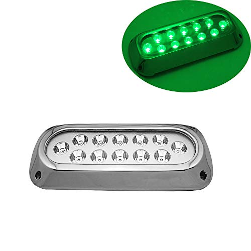 36W LED Marine Light Boat Underwater Light Stainless Steel 316 Rectangle Illumination Lighting IP68 Waterproof (Green)