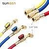 SURIEEN Refrigerant Charging Hose with Ball Valve, 3-Color 60" R410A HVAC 1/4" SAE 800-4000 PSI Working Pressure Hoses Kit Fit for R134A R12 R22 R502 R404 Air Condition Maintenance 3 Pcs #5