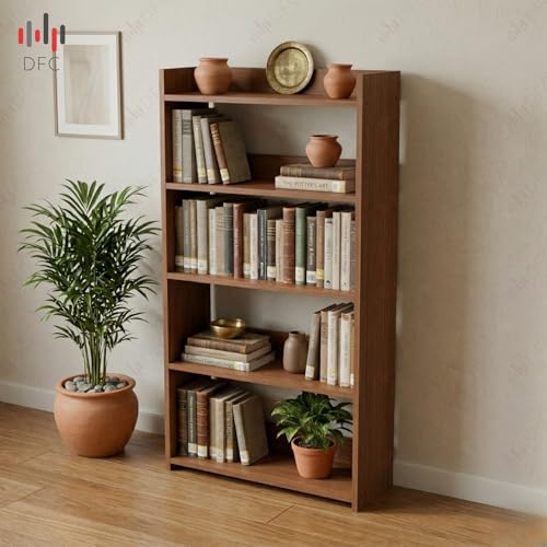 Image of DFC Element Crysta Shelf for Home, Living Room & Bedroom | Engineered Wood Storage Shelf with Open Display Design | Space Saving Organizer for Books, Decor & Daily Essentials (Natural Oak, 4 Level)
