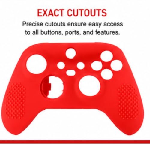 Image of TMG X Series X /S Controller Skin,Anti-Slip Protector Compatible with Xbox Series X /S Controller-Silicone Cover with 2 Thumb Grips Caps (Red)