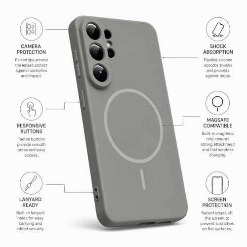 Image of DIZORO Microfiber Candy Case Compatible for Samsung S26 Ultra 5g Magnetic Silicone Case, Compatible with MagSafe Shockproof, Anti-Scratch Soft Non-Slip Full Body Protective Back Cover (New Titanium)