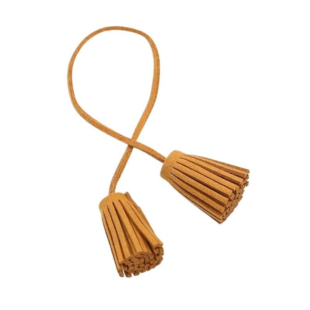 Handmade Tassel 2pcs Double Leather Tassels, Strip Cord with Tassel, Fringe Suede for Key Chains Pendant for DIY Craft(Brown)