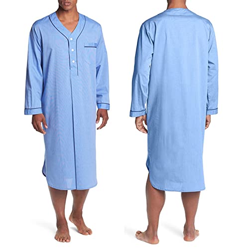 Cambkatl Mens Muslim Arabic Style Nightshirts Sleepwear Comfy Button V Neck Long Sleeve Mid-Length Nightgown Loose Nightwear4